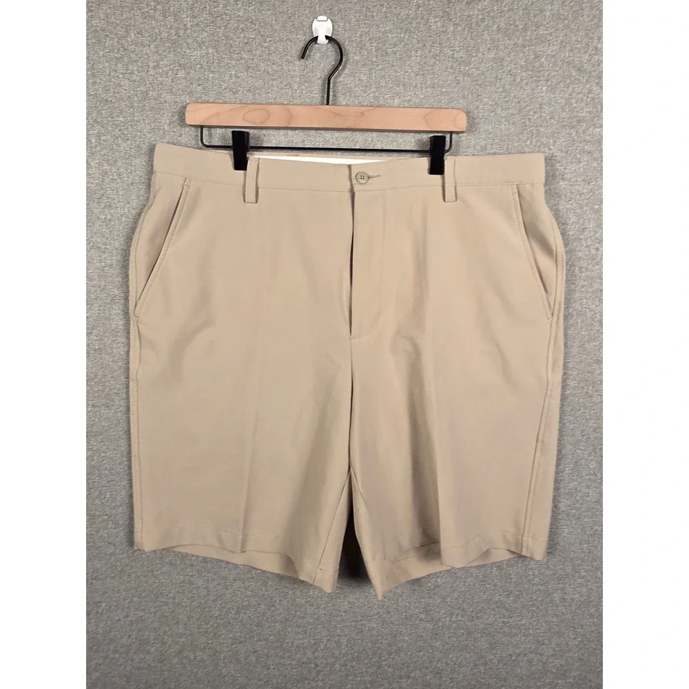 FootJoy Mens Performance Golf Shorts Khaki Tan Size 38 Flat Front 0716 1148355